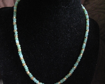Peruvian Opal 14K Yellow Gold 17 Inch Necklace With Ruby Drop