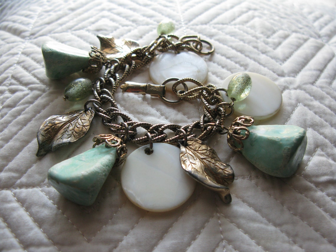 Coro Vintage Leaf Charm Bracelet 7 1/2 Inches - Etsy UK