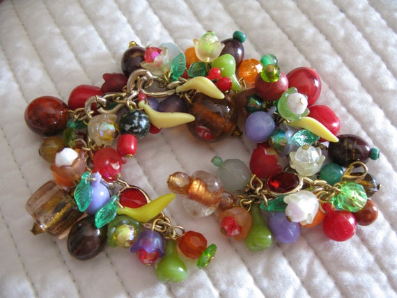 Fruit Salad Charm Bracelet 6 1/2 inches - image 3