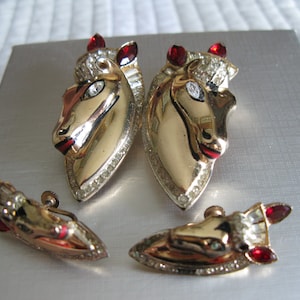 Vintage 1940s Coro Sterling Vermeil Horse Duet Pin and Earrings