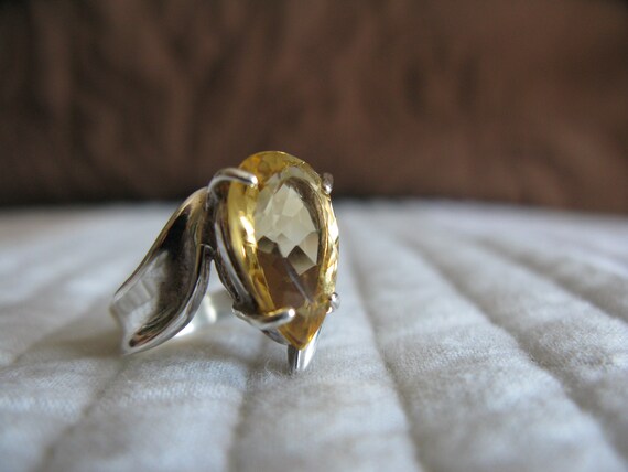 Citrine .925 Silver Size 7 Ring 4 Carats 6 Grams - image 1