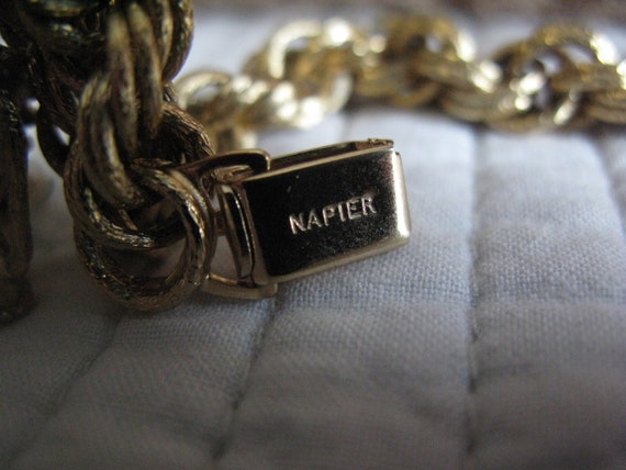 Napier Vintage Jeweled Elephant Charm Bracelet 7.… - image 5