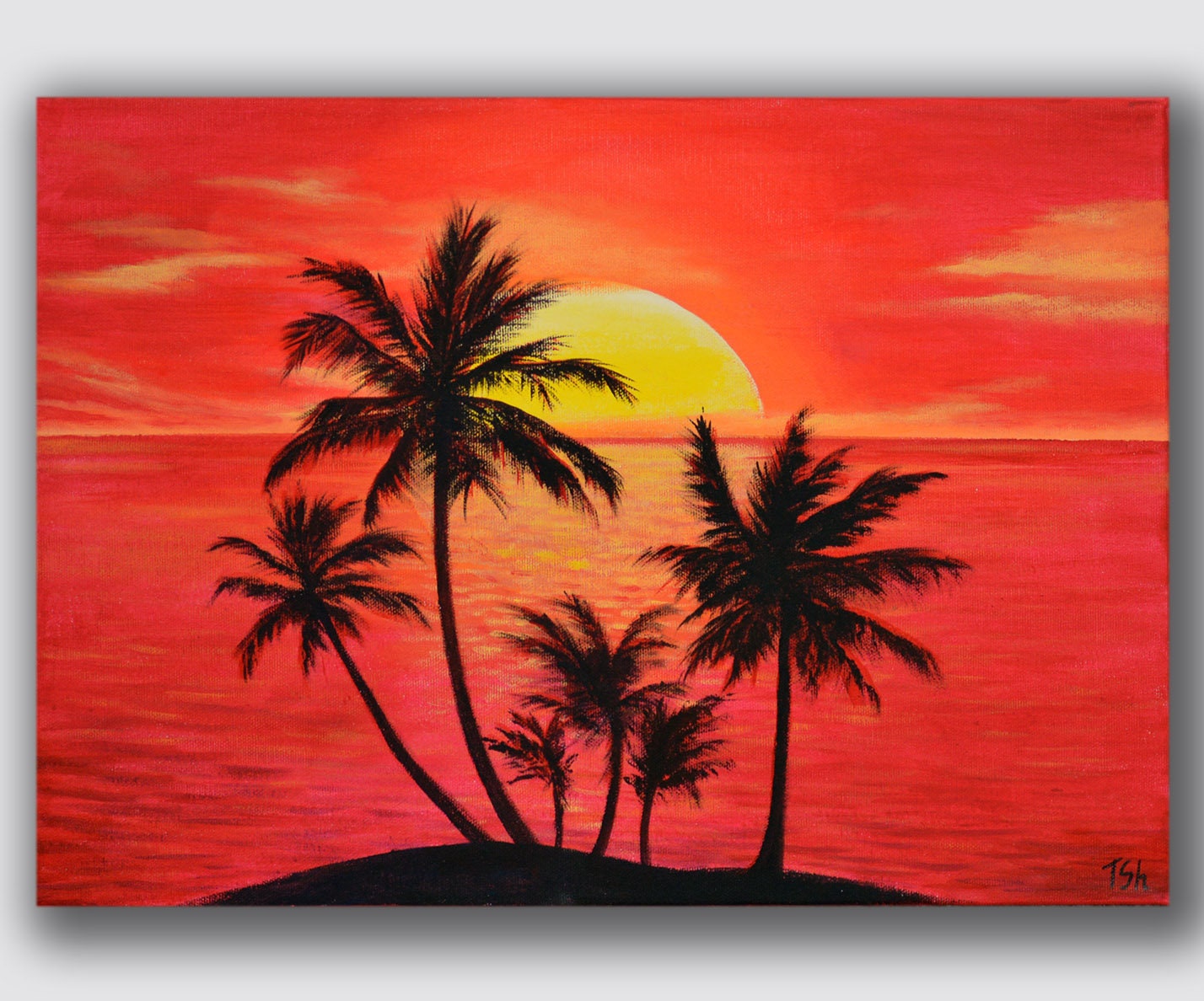 Red Sunset Original Acrylic Painting - Etsy