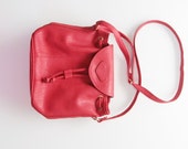 Vintage red bucket purse with gold detailing