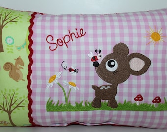 Personalisierte Kissen, Namenskissen, Kissen mit Namen, Kuschelkissen - Reh - 20x30cm - Geschenk zur Geburt