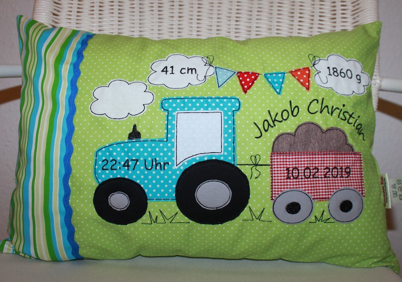 Birth pillow, name pillow, personalized pillow gift baptism, birth cover & insert 30 x 45 cm image 3