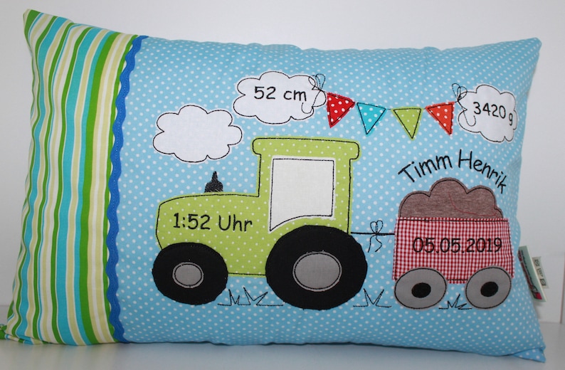 Birth pillow, name pillow, personalized pillow gift baptism, birth cover & insert 30 x 45 cm image 2