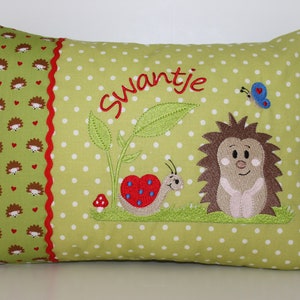 Personalized pillow, kindergarten, birth gift, pillow with name, name pillow hedgehog and snail & child's name 25 x 35 cm image 2