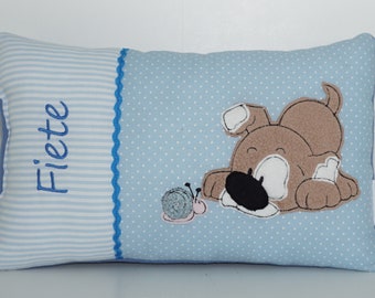 Personalized pillow, name pillow, kindergarten, pillow with name, cuddly pillow, gift for birth - dog and snail & name 20 x 30 cm