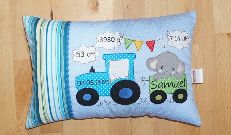 Birth pillow, name pillow, personalized pillow gift baptism, birth cover & insert 30 x 45 cm image 5