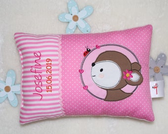 Personalized pillow - name pillow - pillow with name - gift for birth - kindergarten - button deer name & date of birth - 20 x 30 cm