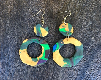 polymer clay earrings in vibrant earth