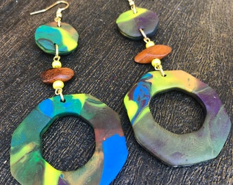 polymer clay earrings in vibrant earth