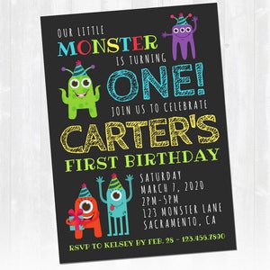 Monster Birthday Invitation, Little Monster Birthday Invitation, Boy Birthday Invitation, Digital Printable Invitation