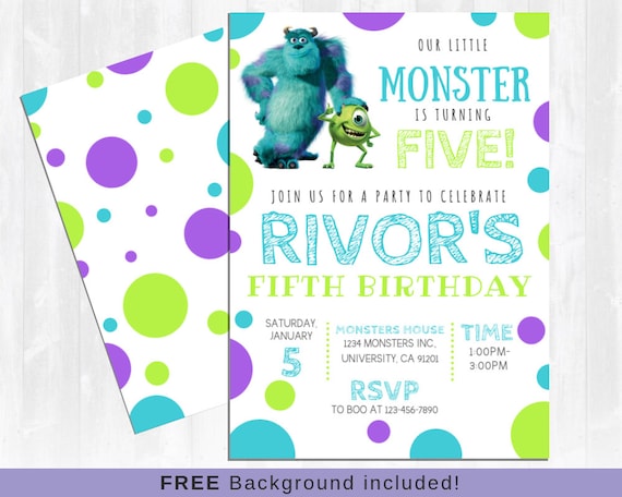 Monsters Inc Invitation Sully And Mike Monsters University Etsy