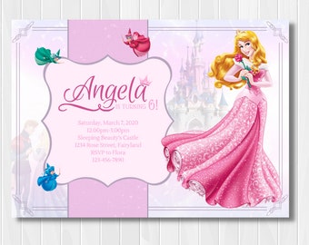 Sleeping Beauty Birthday Party Invitation, Aurora Birthday Invitation, Princess Birthday Party Invitation, Princess Birthday Party