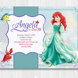 Little Mermaid Birthday Party Invitation, Ariel Birthday Invitation, Princess Birthday Party Invitation, Princess Birthday Party