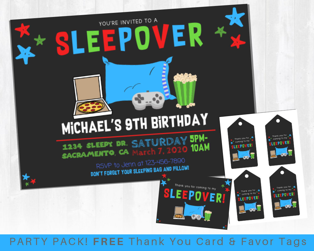Boys Sleepover Invitation Sleepover Birthday Invitation, Video Game