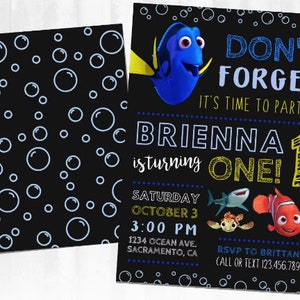 Finding Nemo invitation, Finding Dory Invitation, Nemo Birthday, Dory Birthday, Finding Dory Birthday Party