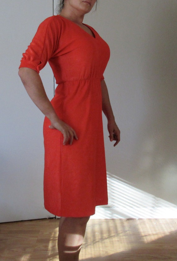 Vintage Hot Red Terry Cloth Dress