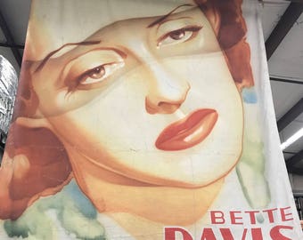 Giant oversized old Hollywood airbrushed canvas vintage Bette Davis portrait REDUCED !!