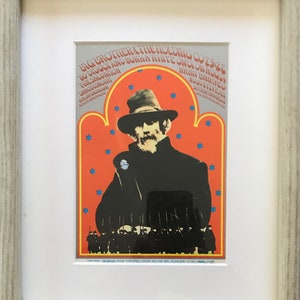 Cartão postal de concerto vintage emoldurado Avalon Ballroom Bill Graham apresenta Big Brother e a Holding Company Bukka White Bo Diddley