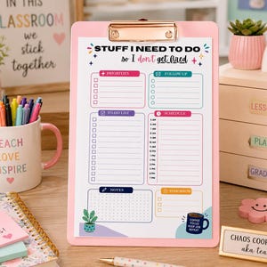 Funny Daily Planner Printable | Work To-Do List, Productivity Notepad (Instant Download)