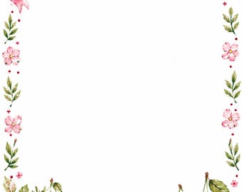 Blocco note stampabile con fragole e ciliegie in stile cottagecore / Download PDF 4,5x7 / Cancelleria Pink Coquette / Pagina per appunti floreali / Blocco note digitale