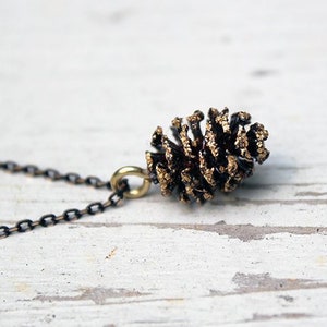 Alder pine cone necklace, real alder cone necklace, gold pine cone necklace, real cone necklace, alder cone necklace, christmas gift for her