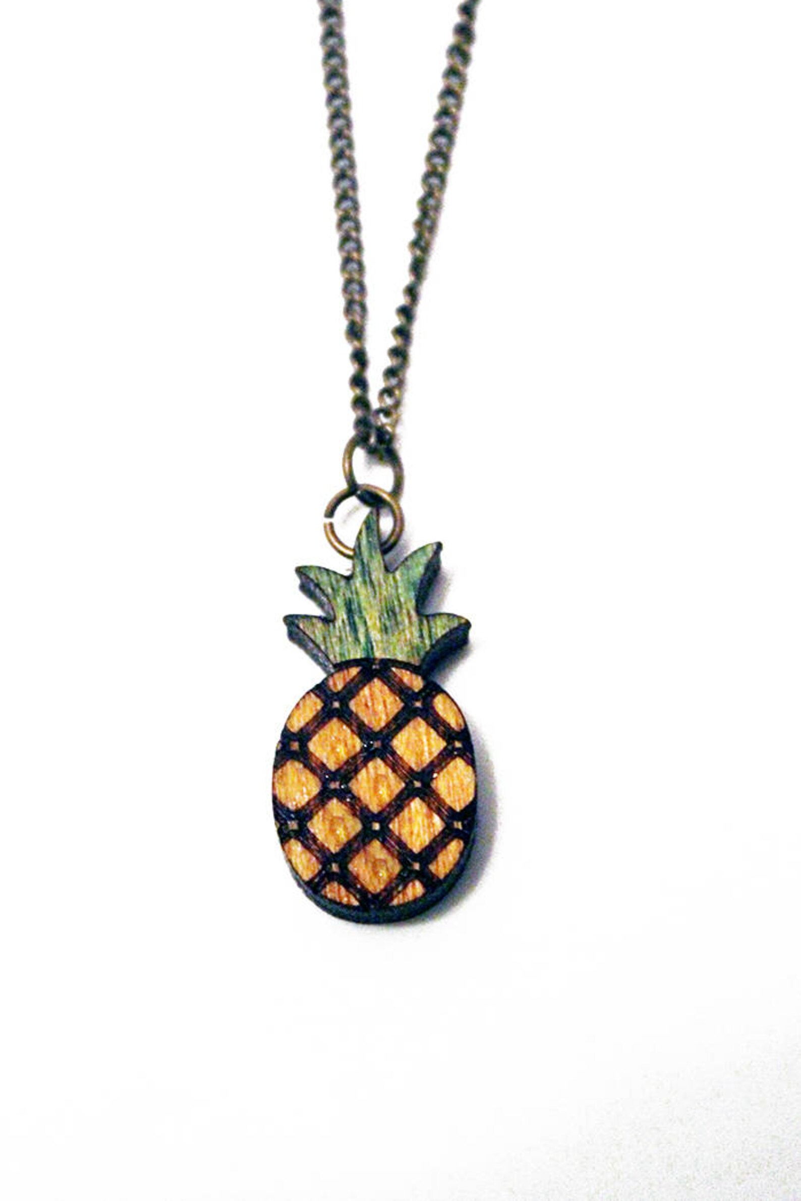 Pineapple Necklace Laser Cut Pineapple Necklace Pineapple Etsy