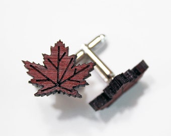 Maple leaf cuff links, maple cuff links, red leaf cuff links, canadiana cuff links, groomsmen gift, free shipping, canadiana souvenir