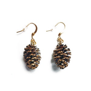 Alder pine cone earrings, real alder cone earrings, gold cone earrings, natural earrings, mothers day gift, 5th anniversary, Christmas gift