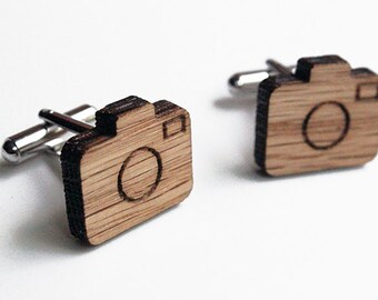 Camera cuff links, wood camera cuff links, photo cuff links, photography cuff links, wood cuff links, christmas gift, groomsmen gift