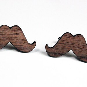 Moustache cuff links, movember cuff links, wood cuff links, Christmas gift, groomsmen gift, 5th anniversary gift, wood wedding, gift for him image 2