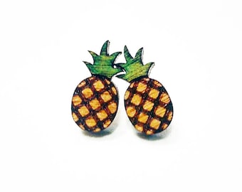 Pineapple studs, pineapple earrings, pineapple jewelry, laser cut pineapple, unisex earrings, unisex studs, christmas gift, valentines day