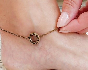 Celtic Circle Anklet | Bronze Caim Anklet | Celtic Knot Anklet | Ancient Symbol Jewelry | Protection Jewelry