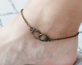 Bronze Handcuff Anklet | Hand Cuff Bracelet | Police Bracelet | Law Enforcement Gift | Graduation Gifts