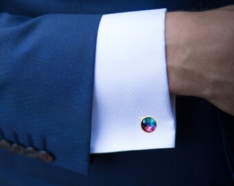 Galaxy Nebula Cufflinks | Cosmic Jewelry | Space Theme Accessories for Men | Universe Cufflinks | Astronomy Lover's Gift