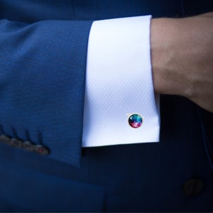 Galaxy Nebula Cufflinks | Cosmic Jewelry | Space Theme Accessories for Men | Universe Cufflinks | Astronomy Lover&#39;s Gift