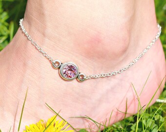 Light Rose Swarovski Anklet | Light Rose Crystal Anklet | Light Rose Ankle Bracelet | Swarovski Crystal Ankle Bracelet