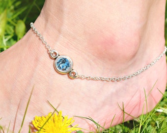 Aquamarine Swarovski Anklet | Aquamarine Crystal Anklet | Blue Ankle Bracelet | Swarovski Crystal Ankle Bracelet
