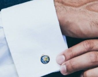 Earth Globe Cufflinks | Blue Planet Cufflinks | Earth Map Cufflinks | Global View Cufflinks | Gift For Travelers | Nature Lovers Gift