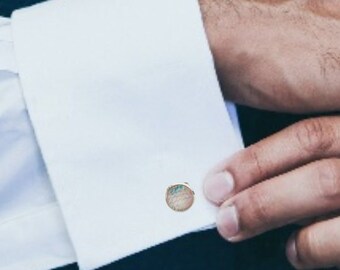 Green Dragon Cufflinks | Round Silver Cufflinks | Glass Cufflinks | Graduation Gifts | Mens Accessories