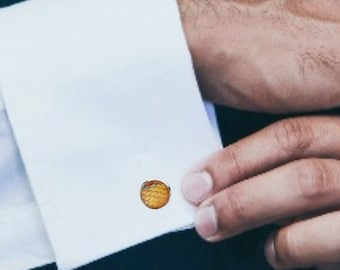 Yellow Dragon Cufflinks | Round Silver Cufflinks | Glass Cufflinks | Graduation Gifts | Mens Accessories