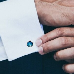 Blue Dragon Cufflinks | Round Silver Cufflinks | Glass Cufflinks | Graduation Gifts | Mens Accessories