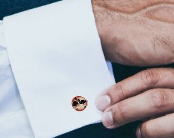 Flamingo Cuff Links | Tropical Bird Cuff Links | Rose Gold Cuff Links | Round Cuff Links | Suit Accessories