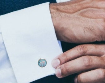 Flamingo Cuff Links | Tropical Bird Cuff Links | Silver Cuff Links | Round Cuff Links | Suit Accessories