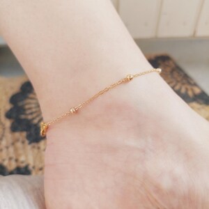 Gold Beaded Anklet | Thin Gold Chain Ankle Bracelet | Simple & Elegant Jewelry | Handmade Minimalist Anklet | Gift for Women