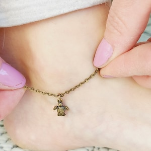 Bronze Turtle Anklet | Sea Turtle Bracelet | Beach Ankle Bracelet | Turtle Lover Gift | Spiritual Bracelet