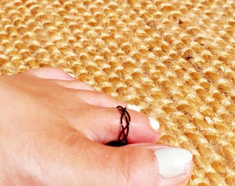 Black Braided Toe Ring | Minimal Wire Wrap Ring | Edgy Boho Foot Jewelry | Adjustable Summer Toe Ring | Matte Statement Ring